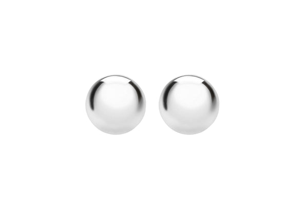 Sterling Silver Rhodium Plated 10mm Ball Stud Earrings