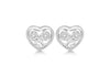 Sterling Silver Flower Heart Stud Earrings 