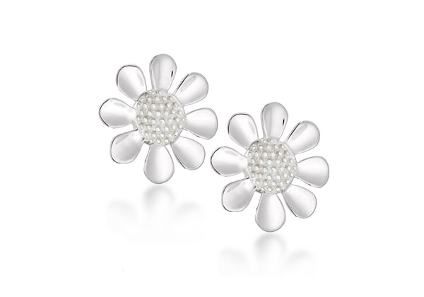 Sterling Silver 15mm Daisy Stud Earrings