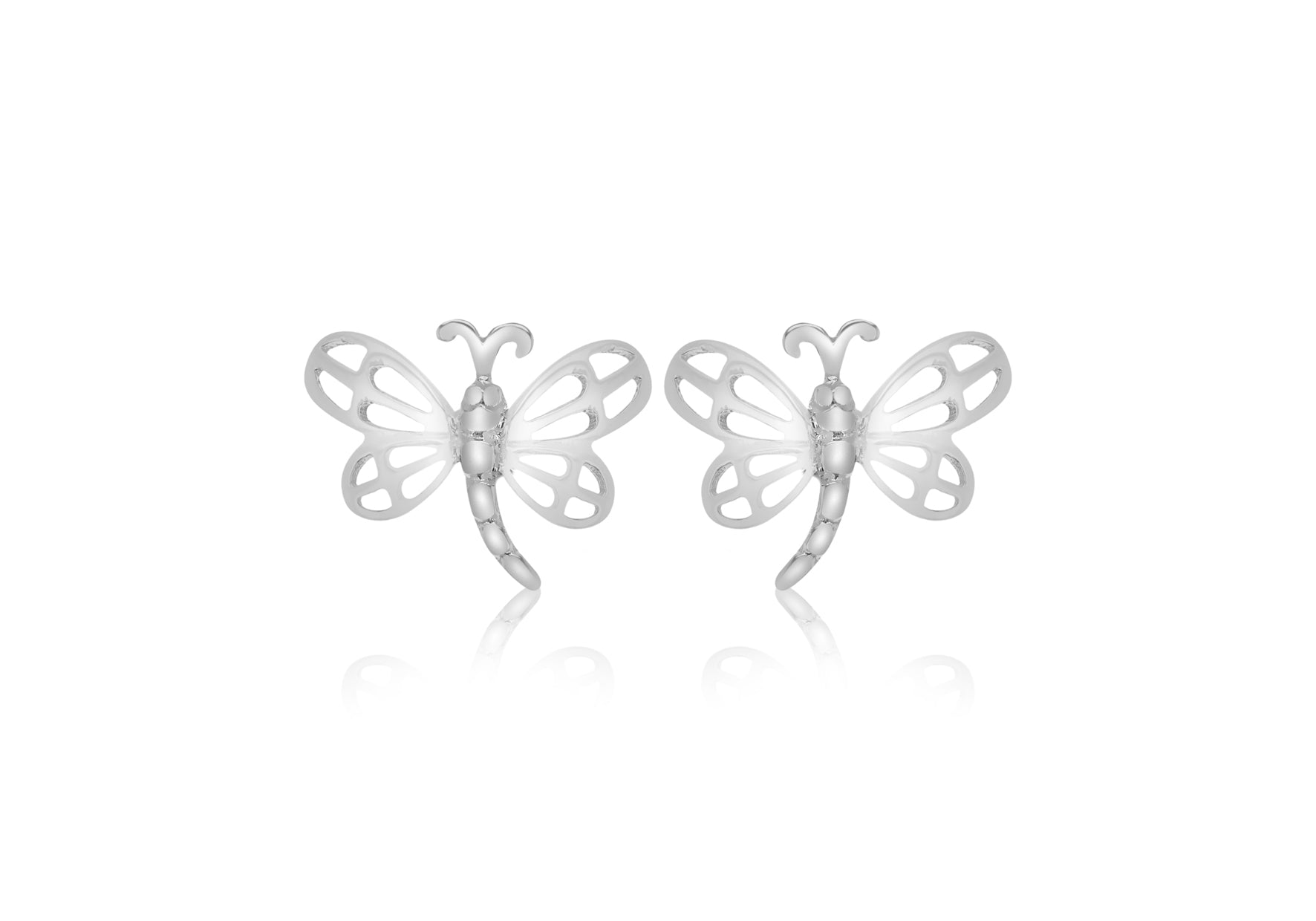 Sterling Silver Filigree Dragonfly Stud Earrings 