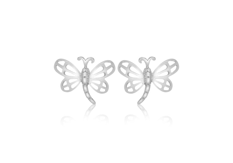Sterling Silver Filigree Dragonfly Stud Earrings 
