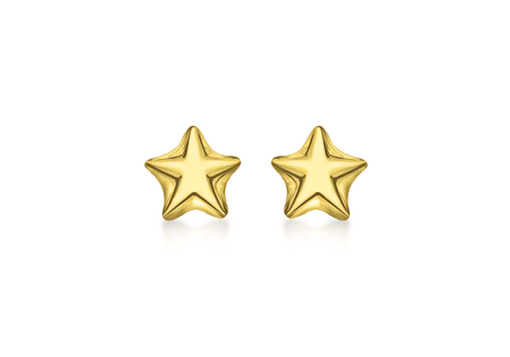 Sterling Silver Yellow Gold Plated Star Stud Earrings