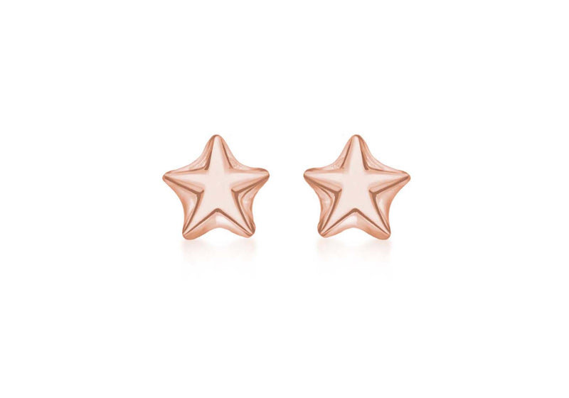 Sterling Silver Rose Gold Plated 4.8mm x 4.7mm Star Stud Earrings