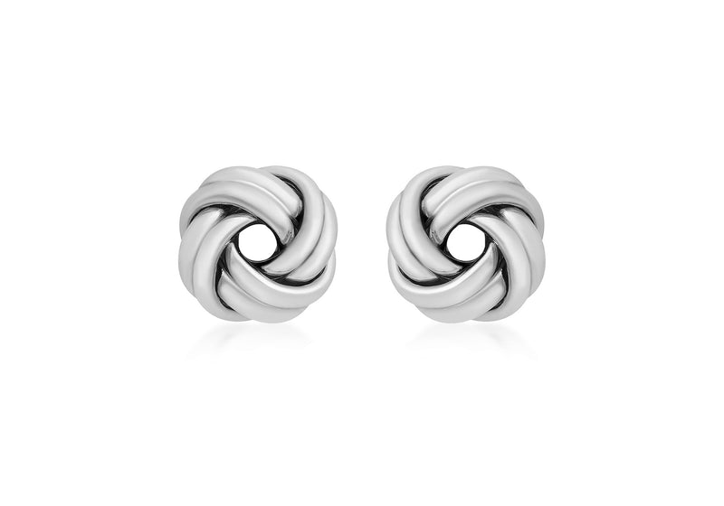 Sterling Silver 8.2mm x 8.2mm Double Knot Stud Earrings