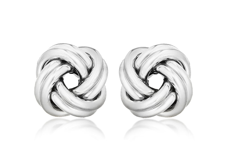 Sterling Silver 11mm Double Knot Stud Earrings
