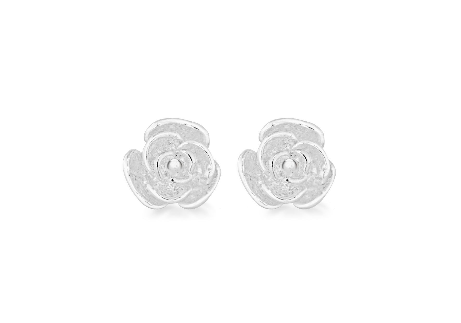 Sterling Silver 7mm x 7mm Rose Stud Earrings