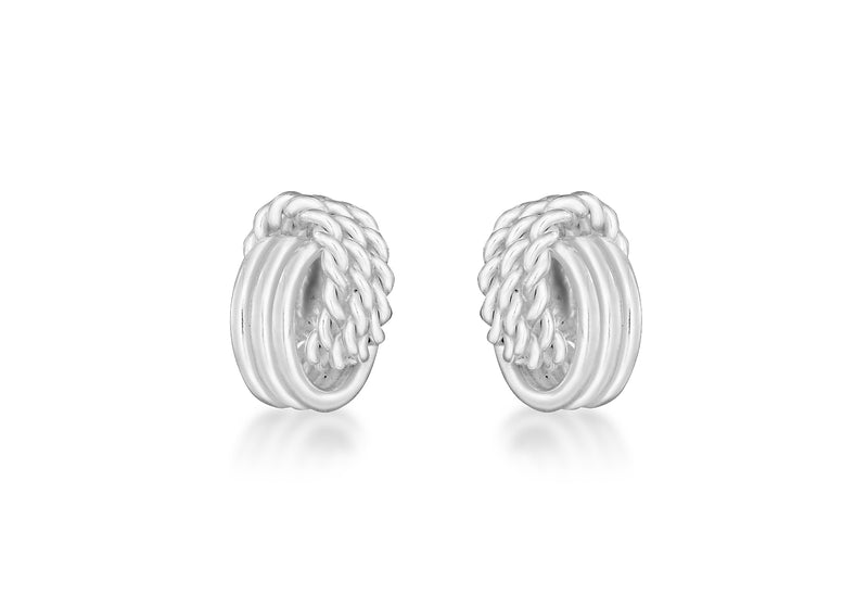 Sterling Silver 4mm x 6mm Polished and Textured Knot Stud Earrings