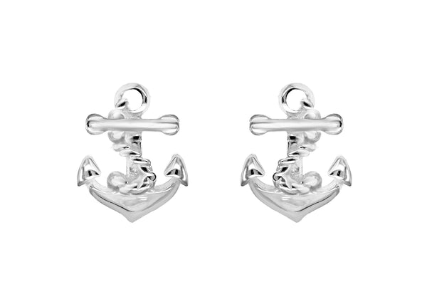 Sterling Silver Anchor Stud Earrings