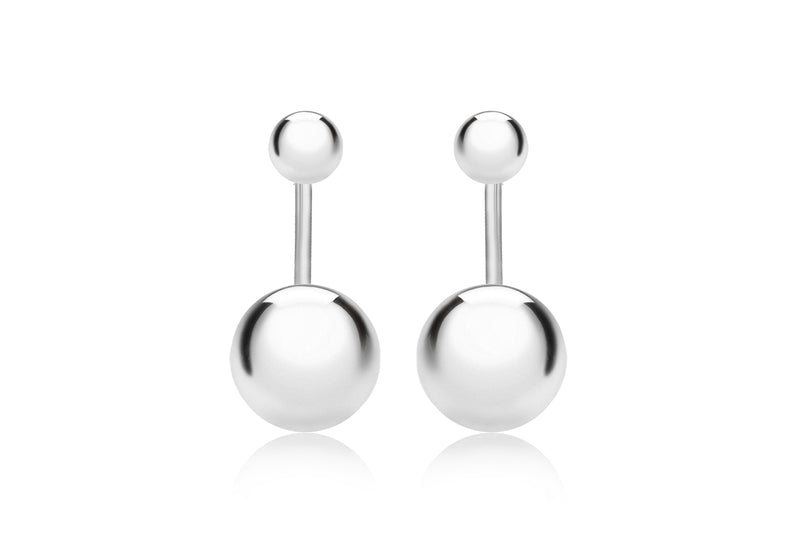 Sterling Silver Rhodium Plated 4mm & 8mm Ball Stud Jacket Earrings