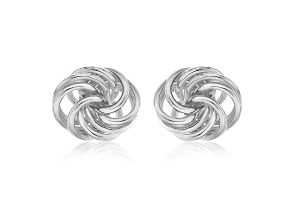 Sterling Silver 9mmx11mm Knot Stud Earrings