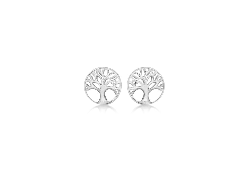 Sterling Silver 8mm 'Tree of Life' Stud Earrings