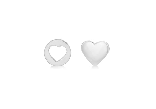 Sterling Silver Heart Stud Earrings 