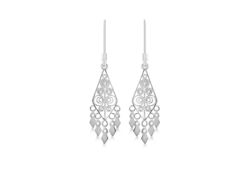 Sterling Silver Filigree Drop Earrings