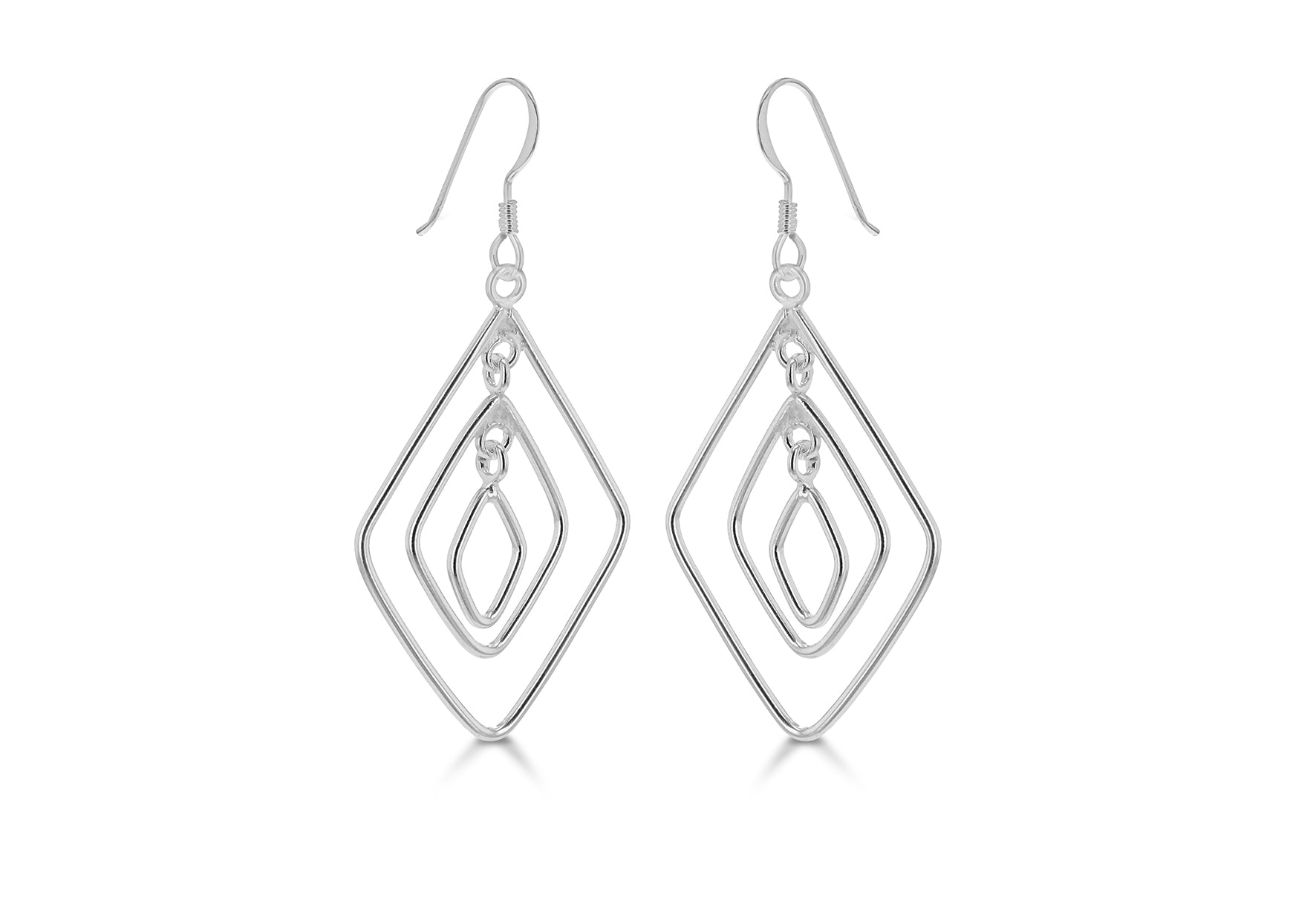 SILVER 3XDIA SHAPE DROP EARRIN9