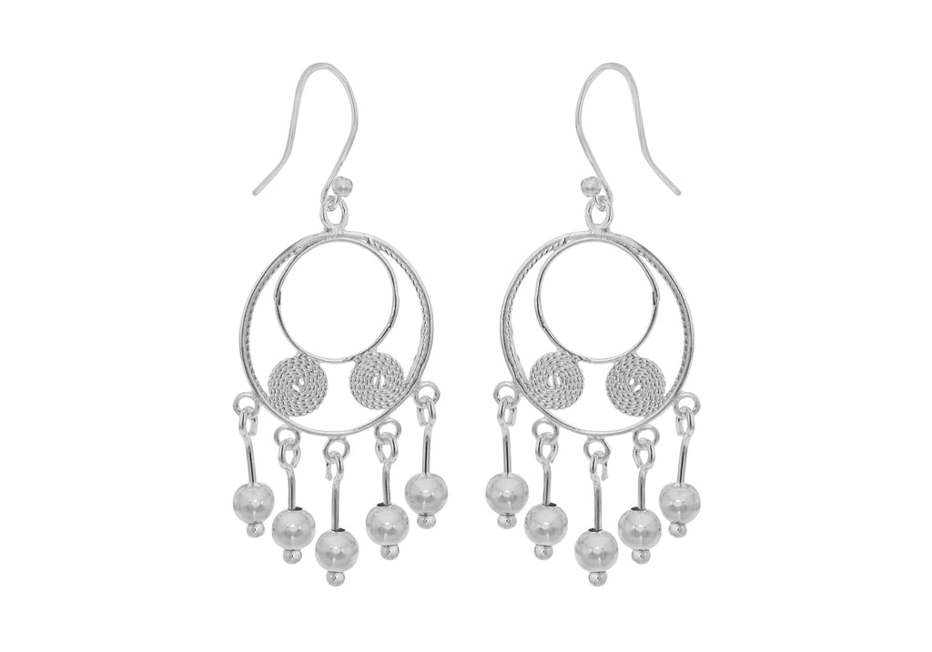 SILVER FIL & BEAD DROP EARRing
