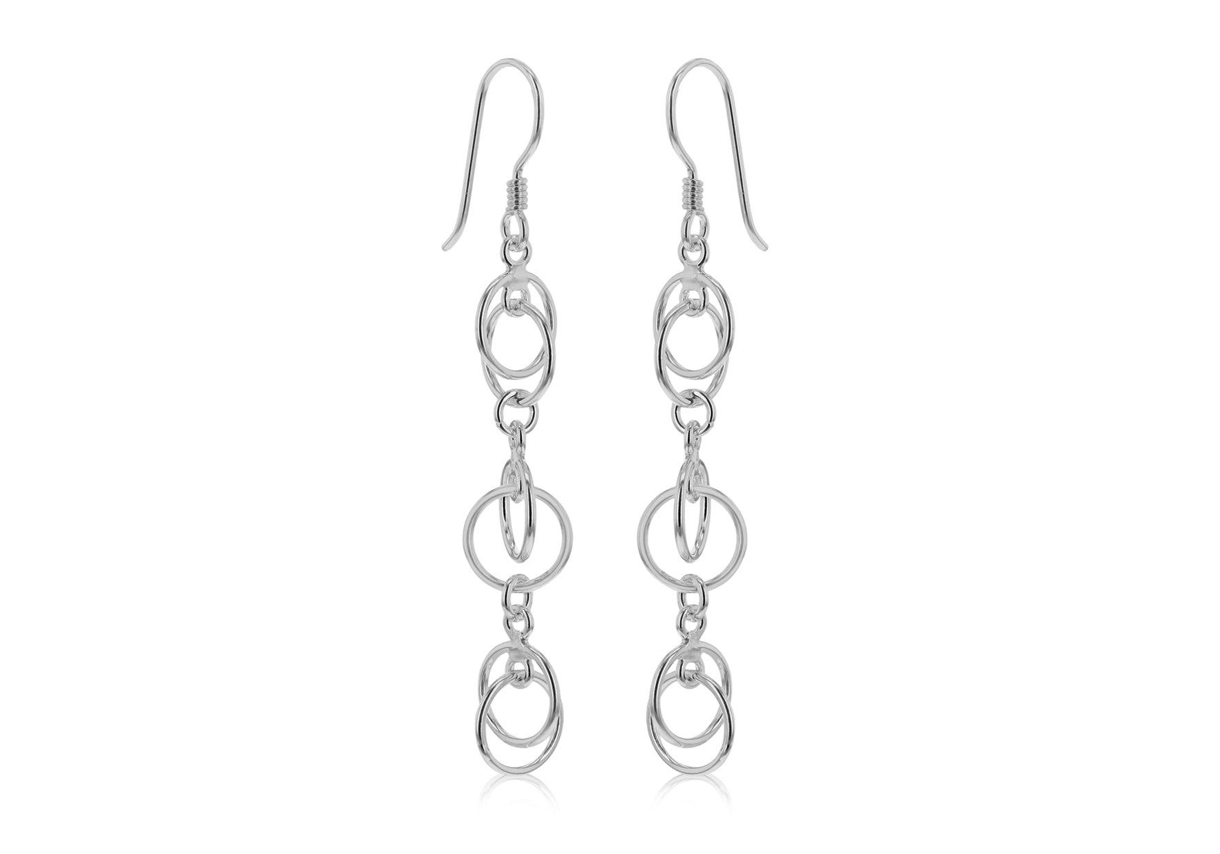Sterling Silver Multi-Circle Drop Earrings 
