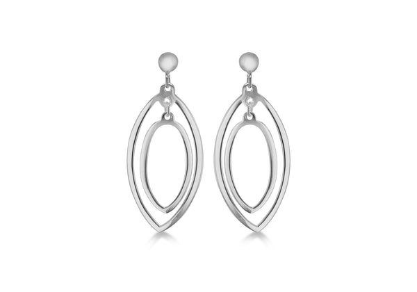 Sterling Silver Twist Oval Drop Earrings
