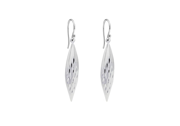 Sterling Silver Diamond Cut Drop Earrings 