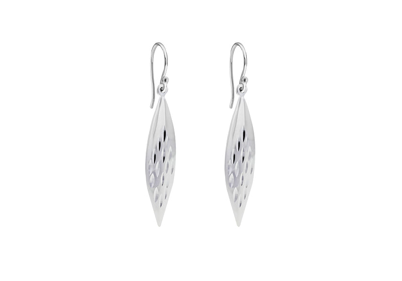Sterling Silver Diamond Cut Drop Earrings 