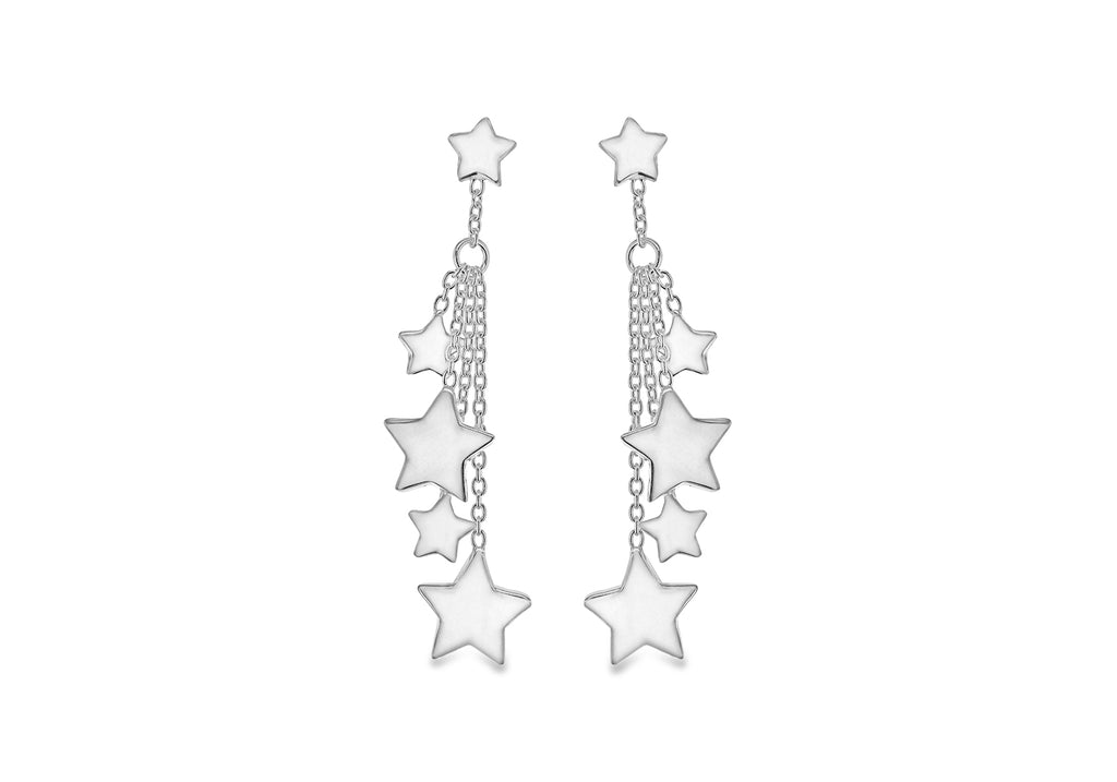 Sterling Silver Star Drop Earrings