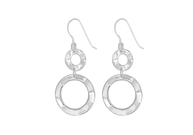 Sterling Silver Rhodium Plated Patterned Circles Earrings