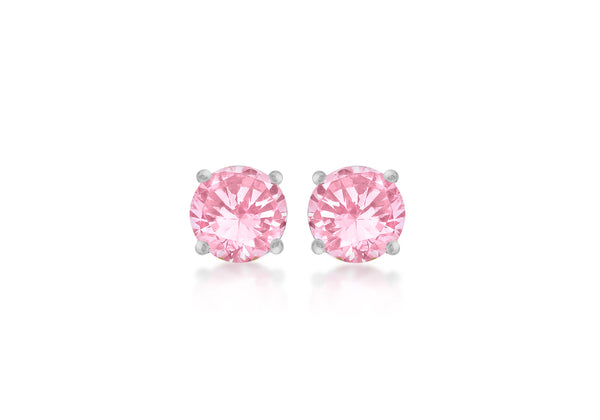 SILVER 3MM PINK Zirconia  STUD EARR9