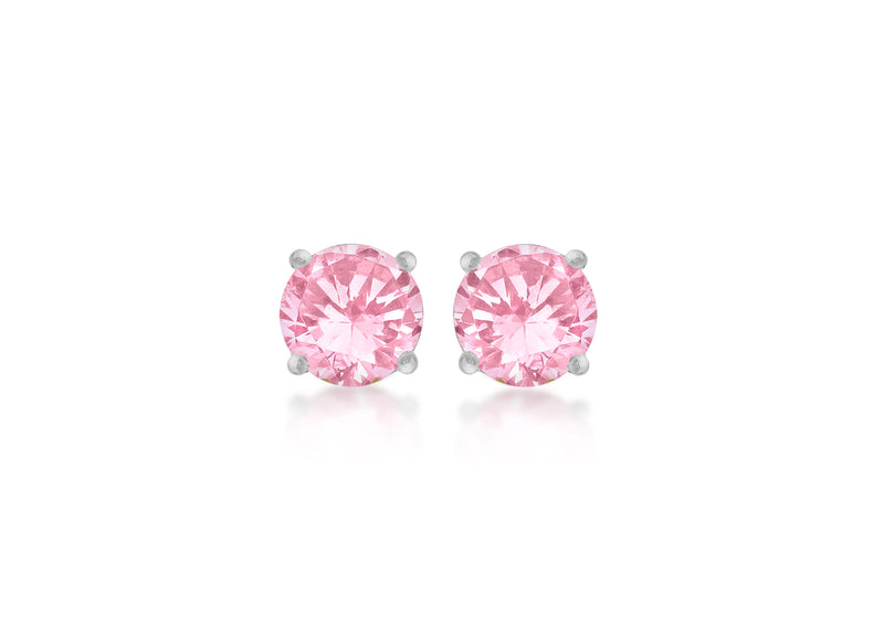 SILVER 3MM PINK Zirconia  STUD EARR9