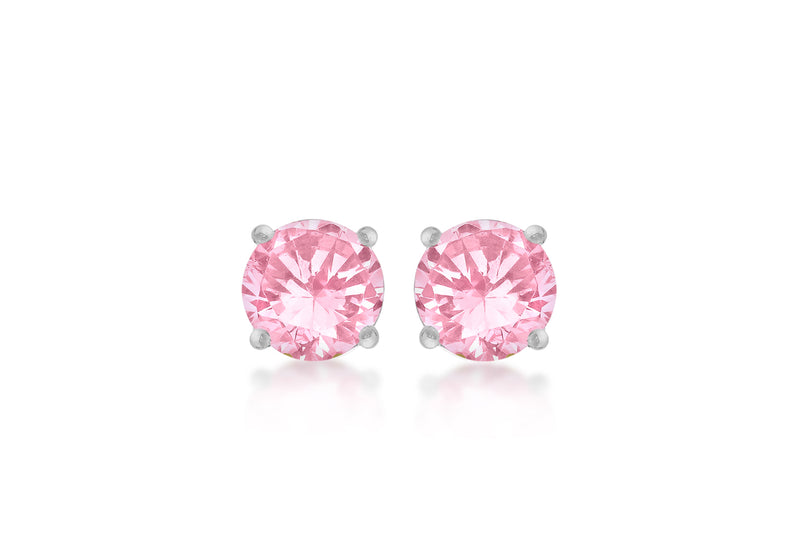 SILVER 5MM PINK Zirconia  STUD EARR9