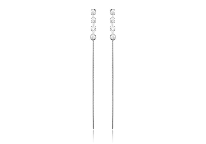Sterling Silver Crystal & Chain Drop Earrings