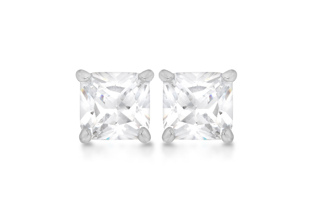 SILVER 5MM SQUARE W/Zirconia  EARRing