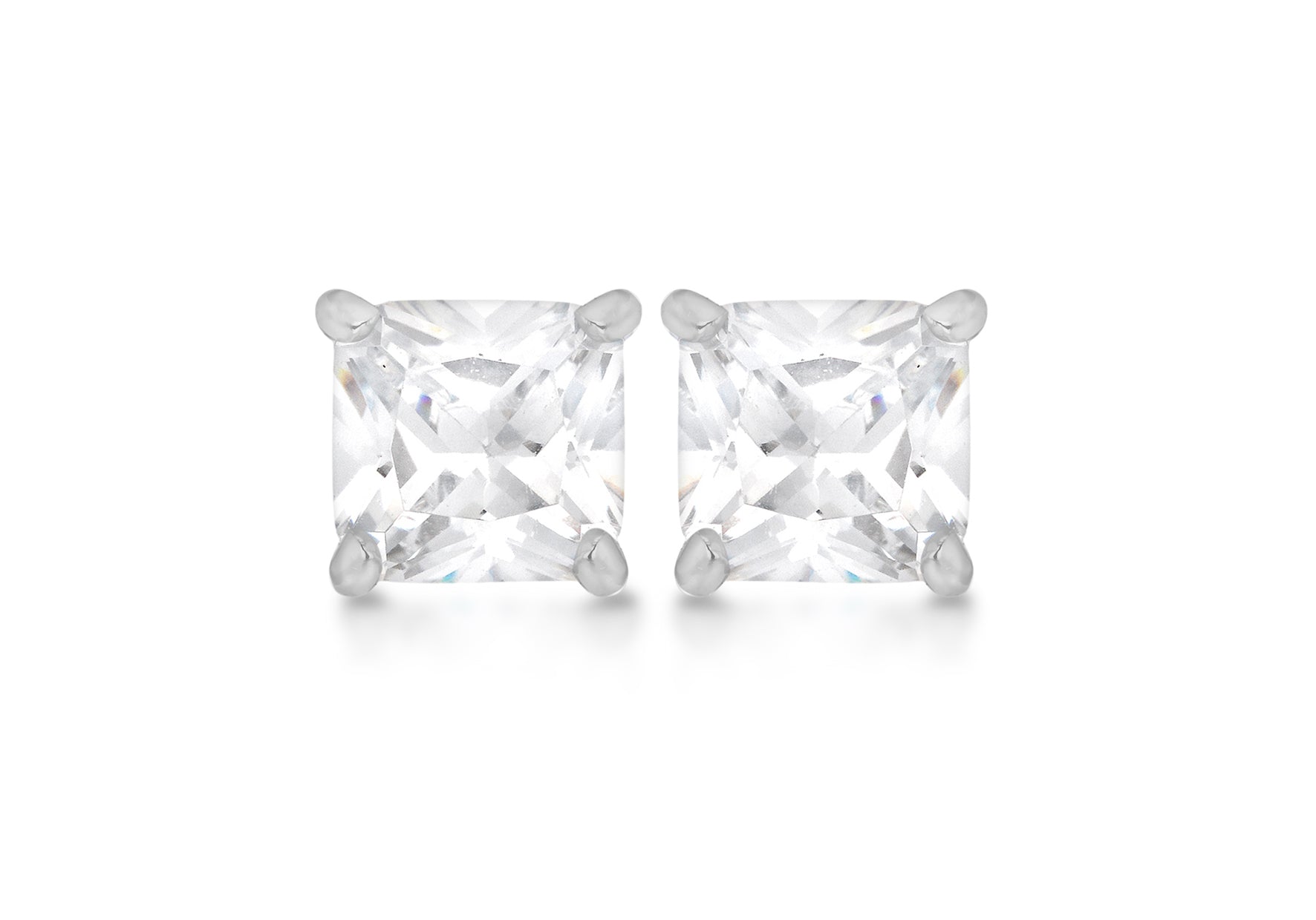 SILVER 5MM SQUARE W/Zirconia  EARRing