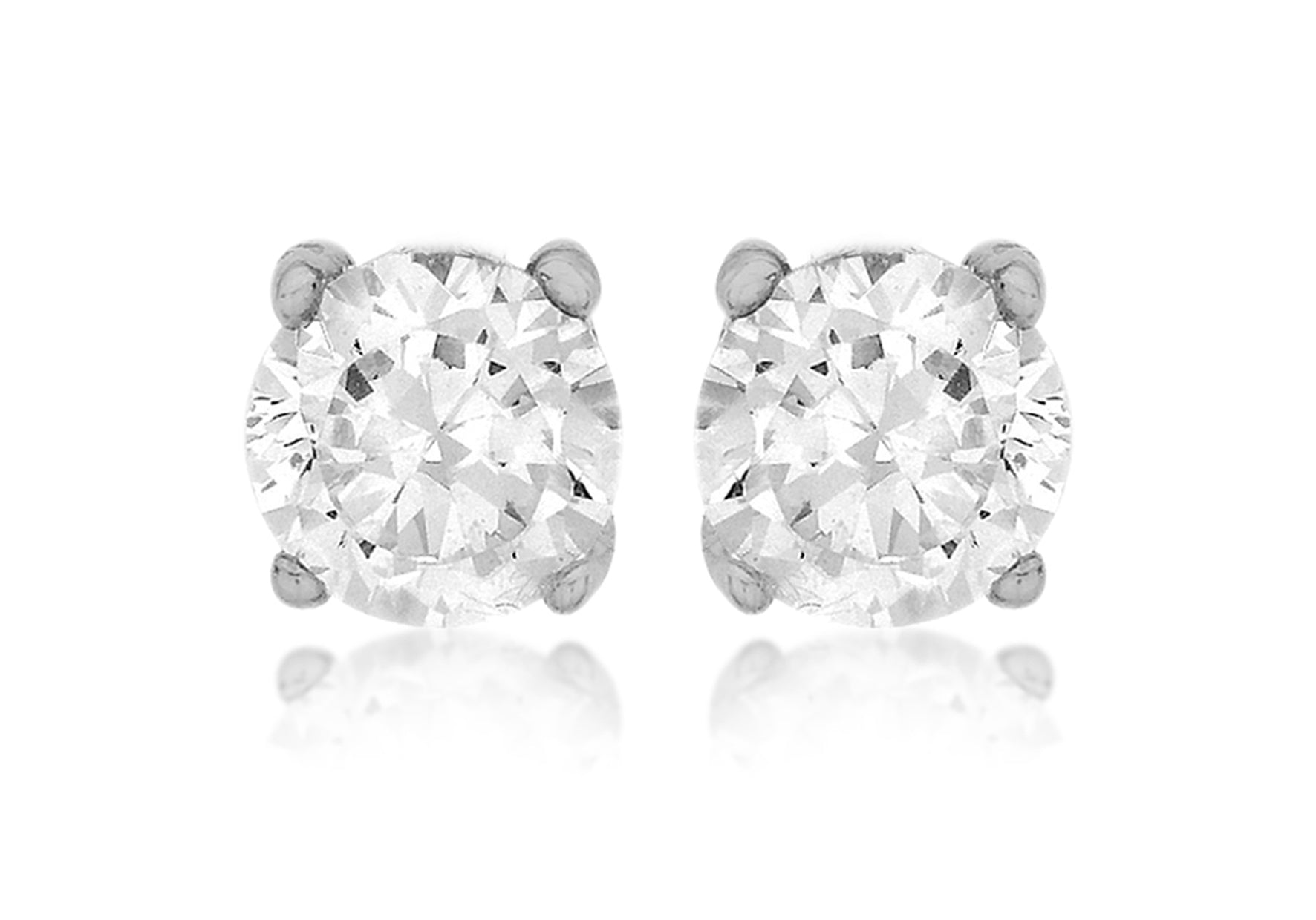 Sterling Silver 7mm Round Zirconia  Stud Earrings
