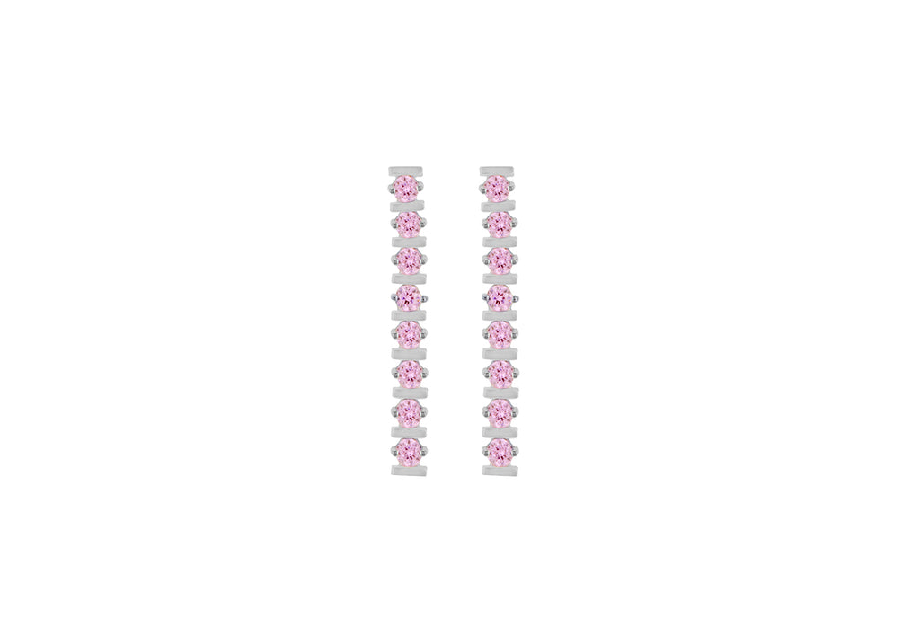 SILVER 8STN PINK DROP EARRing