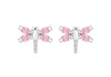 Sterling Silver Pink Zirconia Dragonfly Earrings 