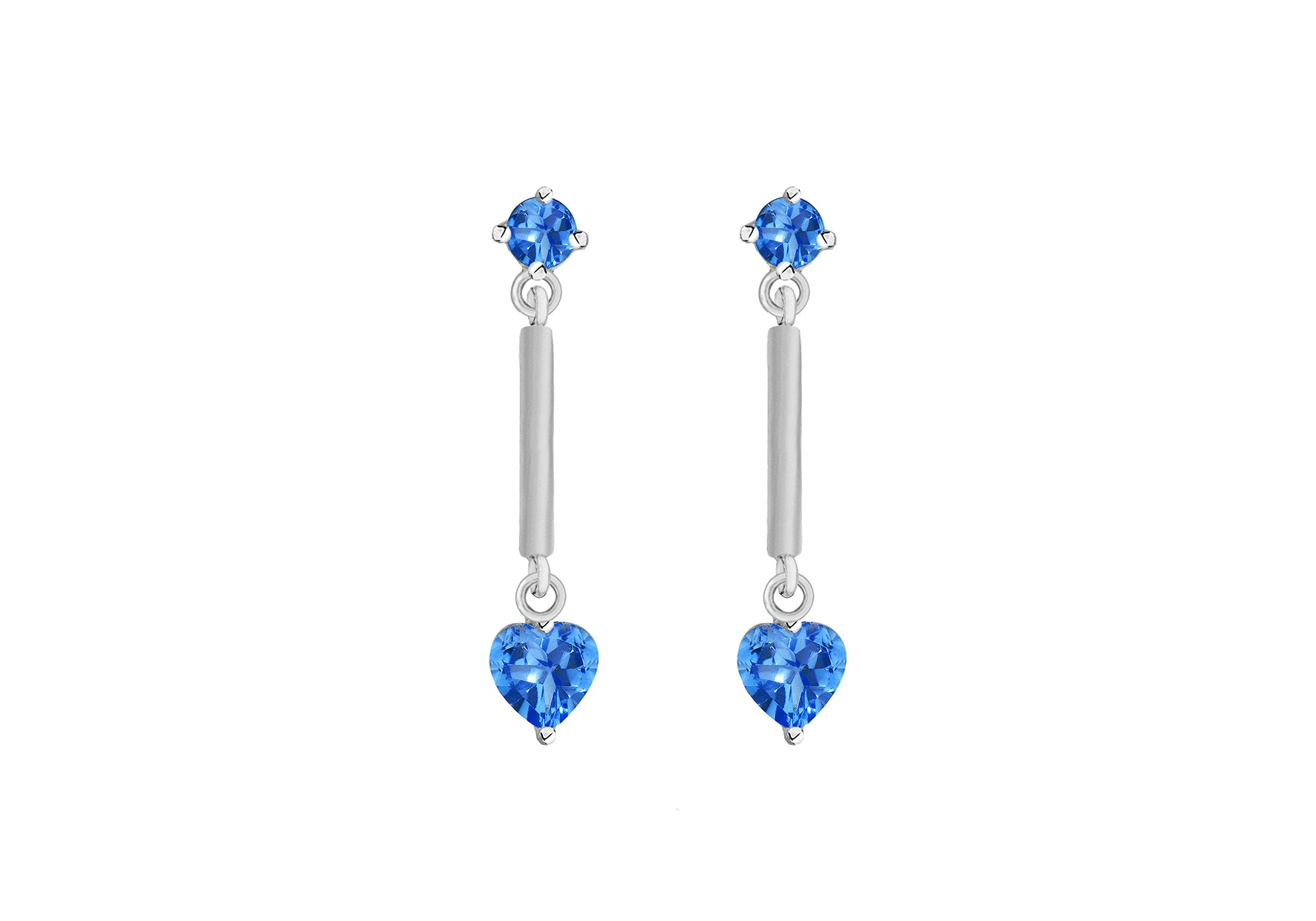 Sterling Silver Blue Zirconia Stick Drop Earrings
