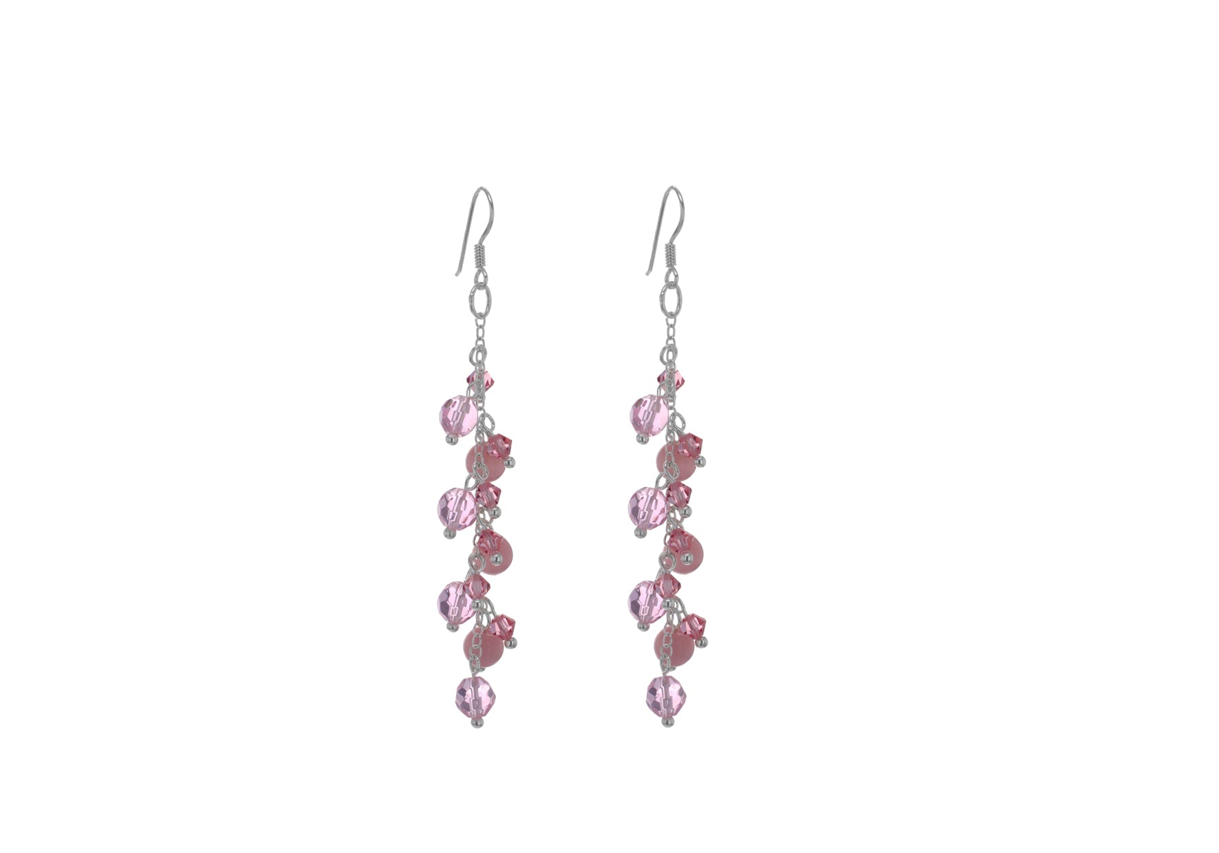 SILVER PINK STONE DROP EARRing