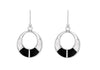 Sterling Silver Mother of Pearl and Onyx CutoCut Drop Earrings