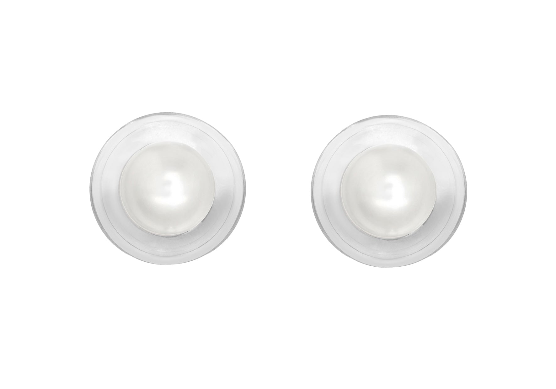 Sterling Silver Round White Mother of Pearl 10mm Stud Earrings
