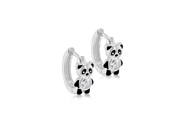 Sterling Silver Enamelled White Zirconia Earrings