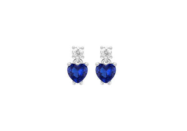 Sterling Silver Blue Spinel and White Zirconia Earrings
