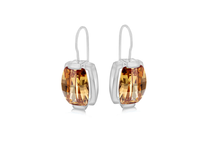SILVER FacetedChampagneRET EARR9