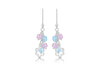 Sterling Silver Pink & Blue Stone Set Earrings