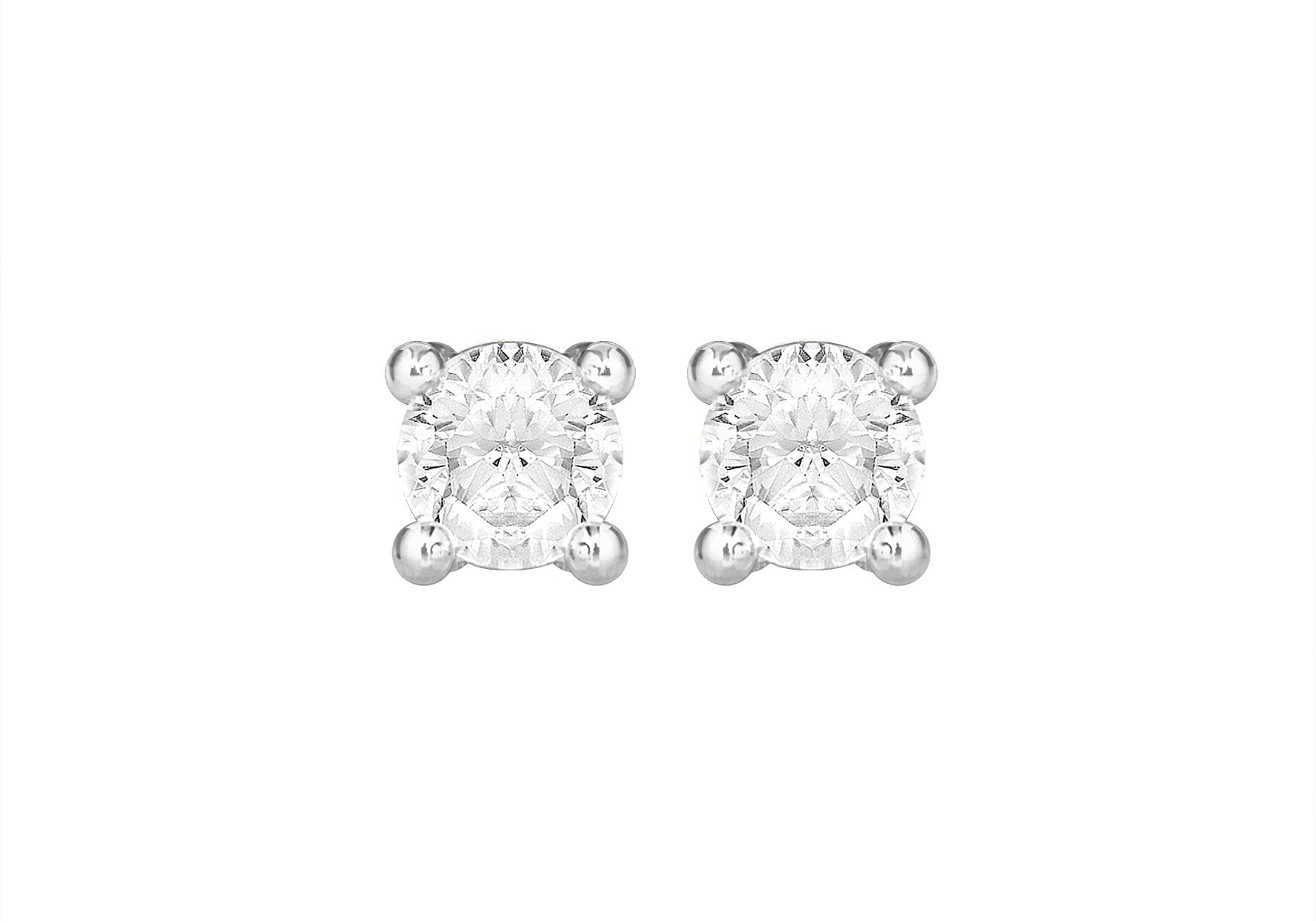Sterling Silver 4mm Zirconia  Stud Earrings