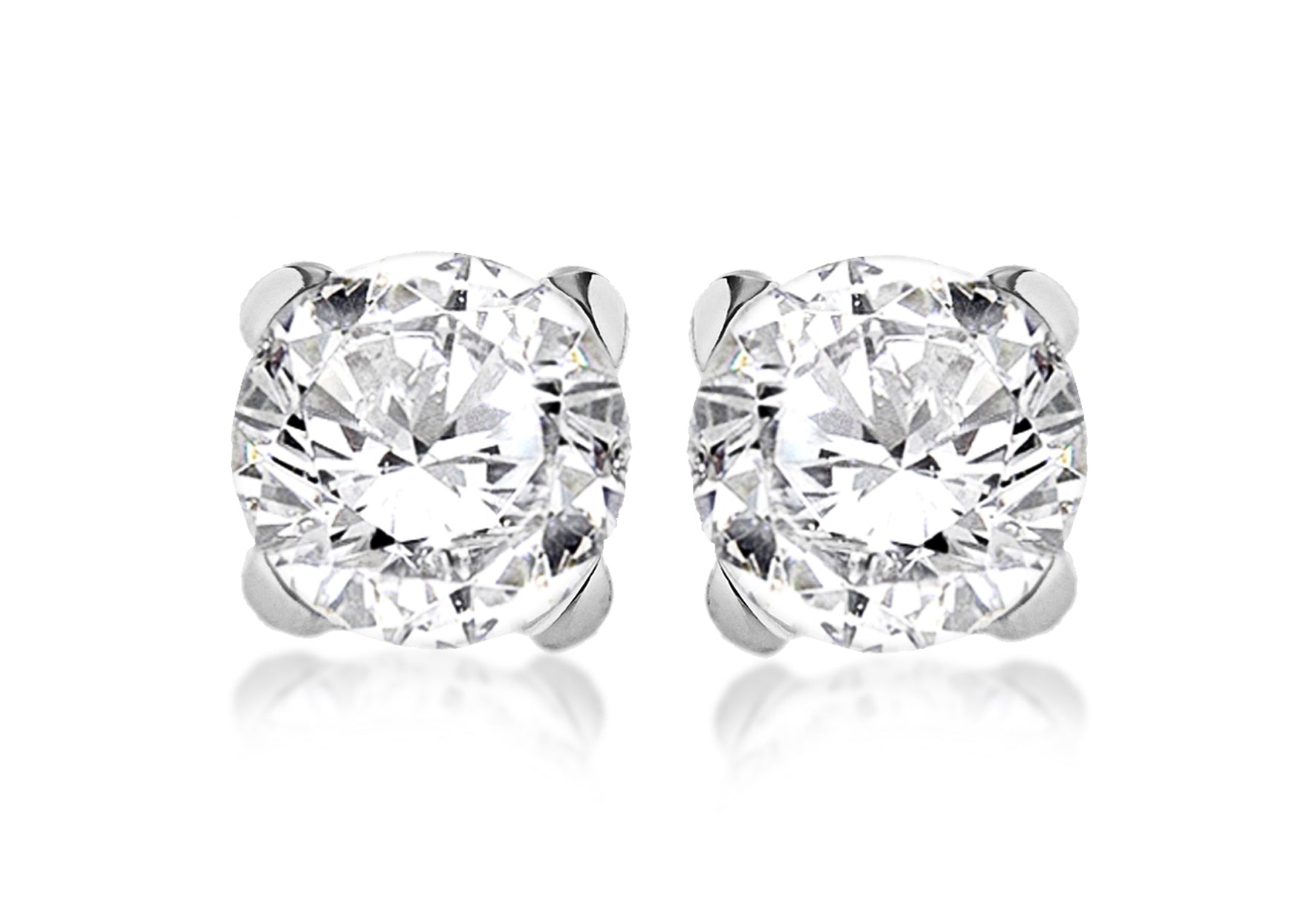 Sterling Silver 10mm Round Zirconia  Stud Earrings