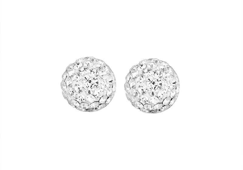 Sterling Silver Crystal Ball Stud Earrings