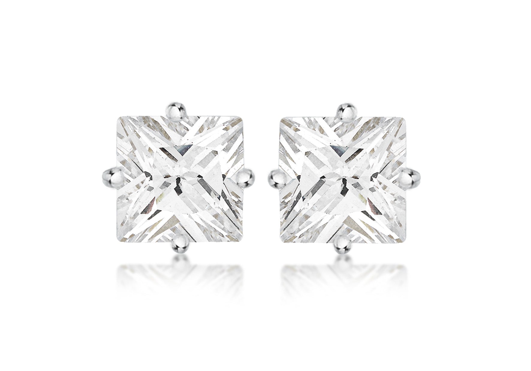SILVER 9MM SQ Zirconia  STUD EARRing