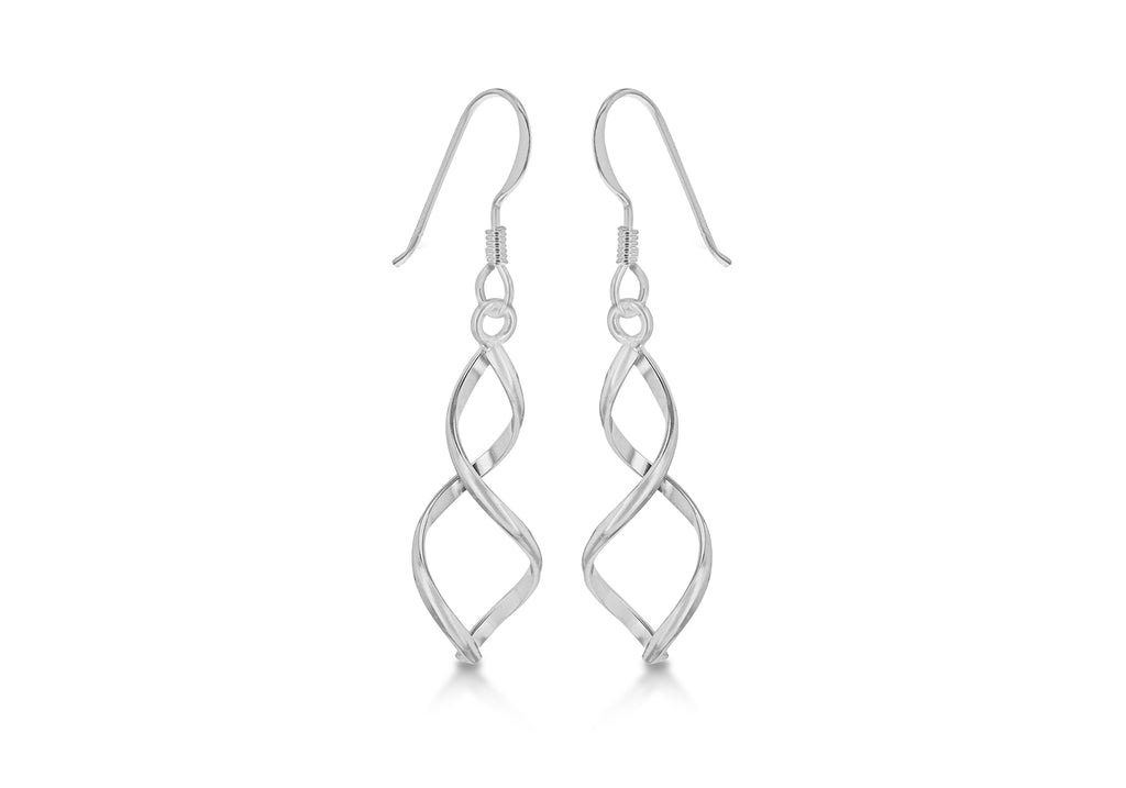 Sterling Silver Crossover Wire Drop Earrings 