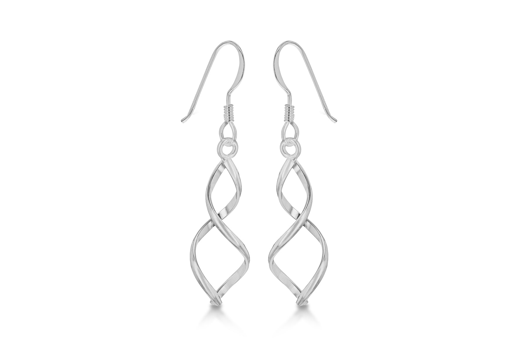Sterling Silver Crossover Wire Drop Earrings 