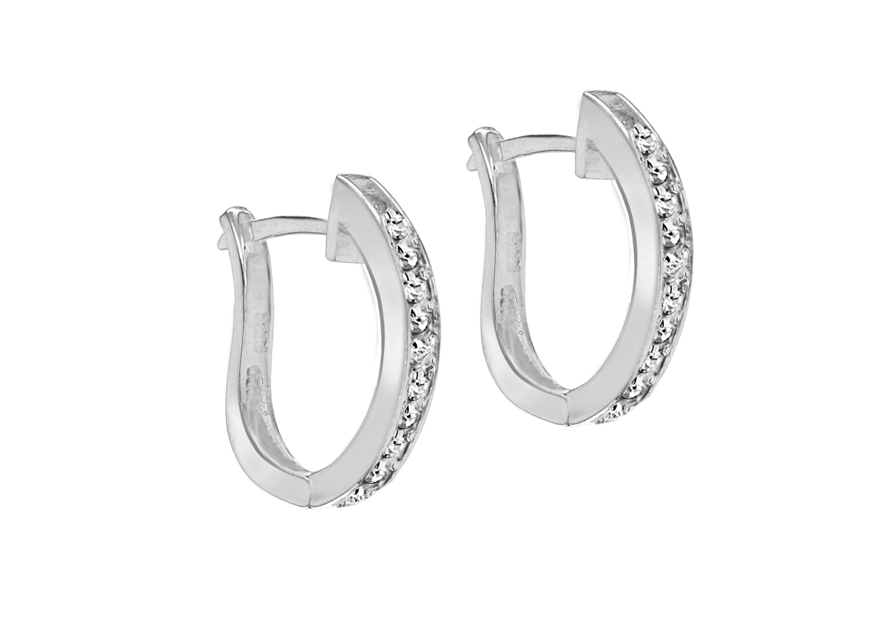 Sterling Silver Channel Set Huggy Earrings