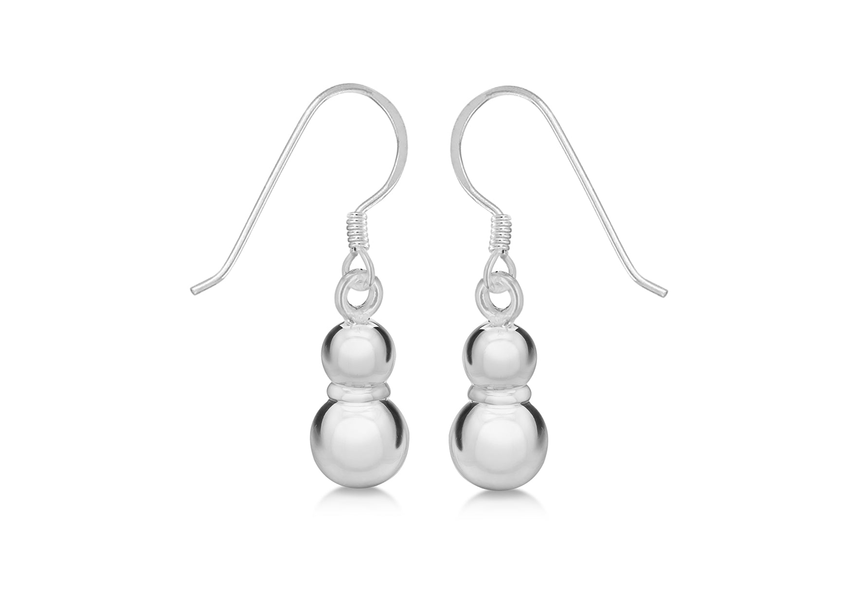 Sterling Silver Two Ball Drop Earrings
